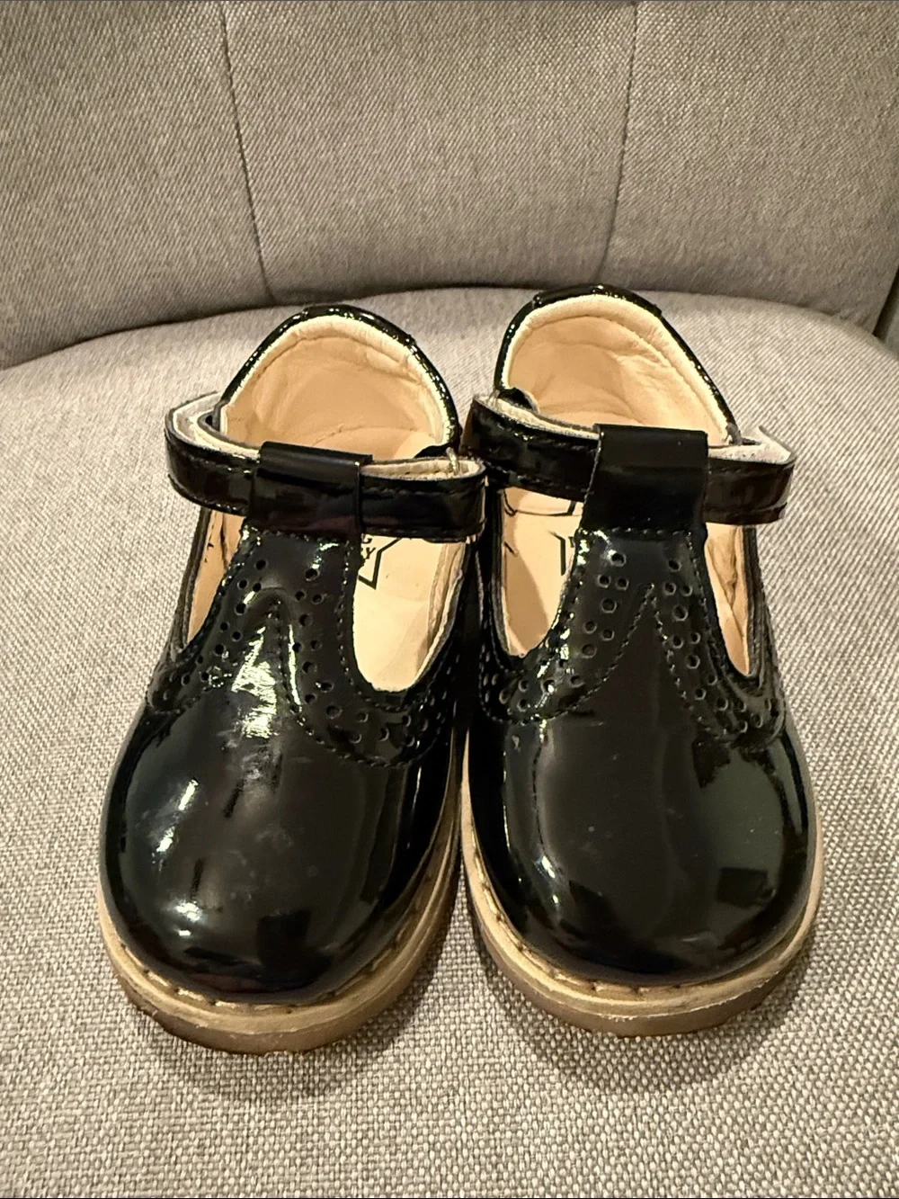Girls Black Patent Mary Jane Dress Shoes with Hook-and-Loop Strap